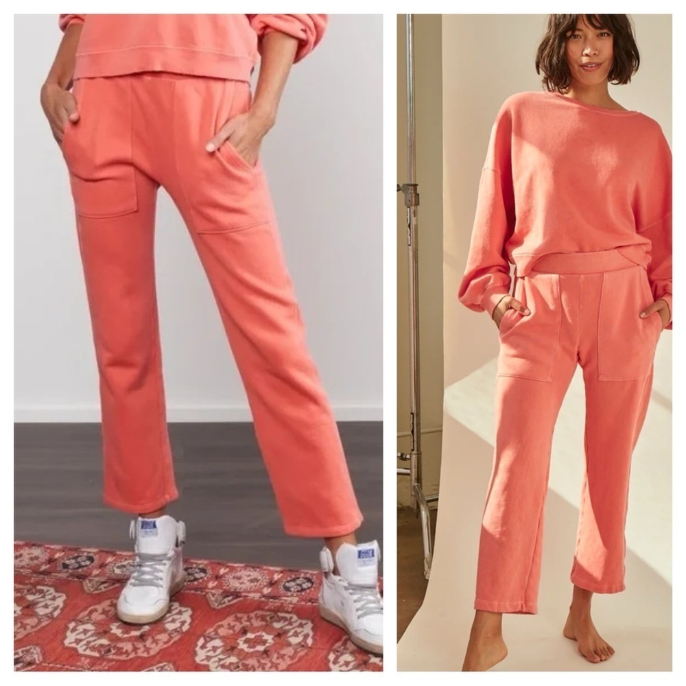 AMO / Zoey straight leg organic cotton sweatpants in coral flame s